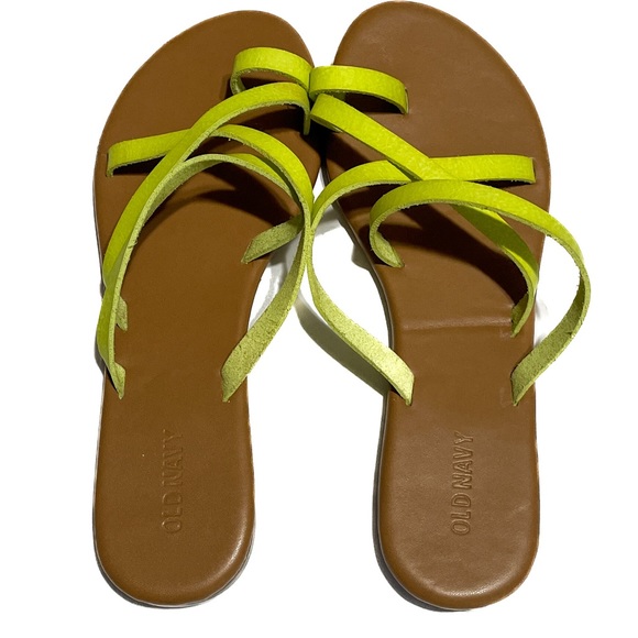 Old Navy Crisscross Strap Toe Loop Lime Green Flip Flop Slip On Sandal Women’s 8 - Picture 2 of 9